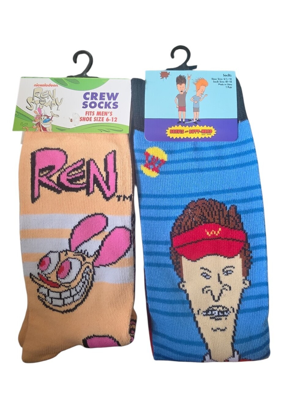 MTV's Beavis & Butthead Crew Socks And Nickelodeon's Ren And Stimpy Crew Socks